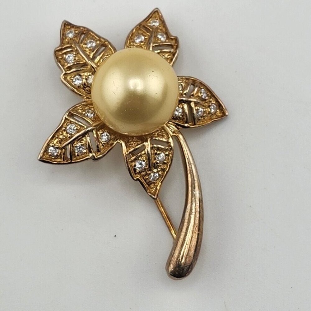 Sterling‎ Silver 925 Gold Vermeil Flower Brooch